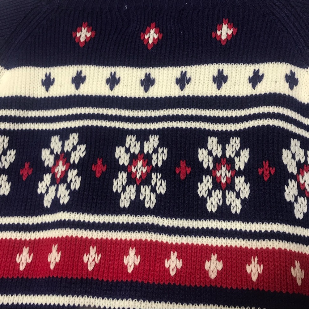 70’s Vintage Large Nordic Navy Snowflake Acrylic Sweater JC Penney - Picture 3 of 6